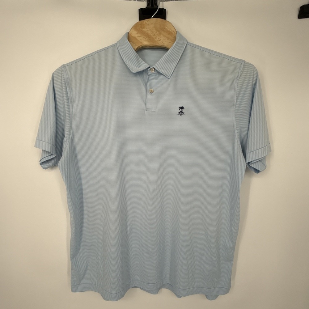 Peter‎ Millar Featherweight Mens Blue White Striped Golf Polo Shirt Golf XXL